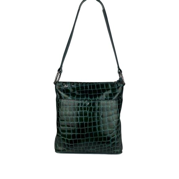 Brighton Sonny Patent Leather Croc Embossed Shoulder Bag - Picture 3 of 10